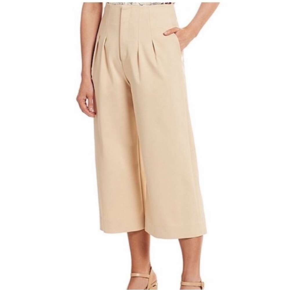 Alex Marie Women's High Waist Wide Leg Ankle Pant In Crème Khaki Size 8 Pleated